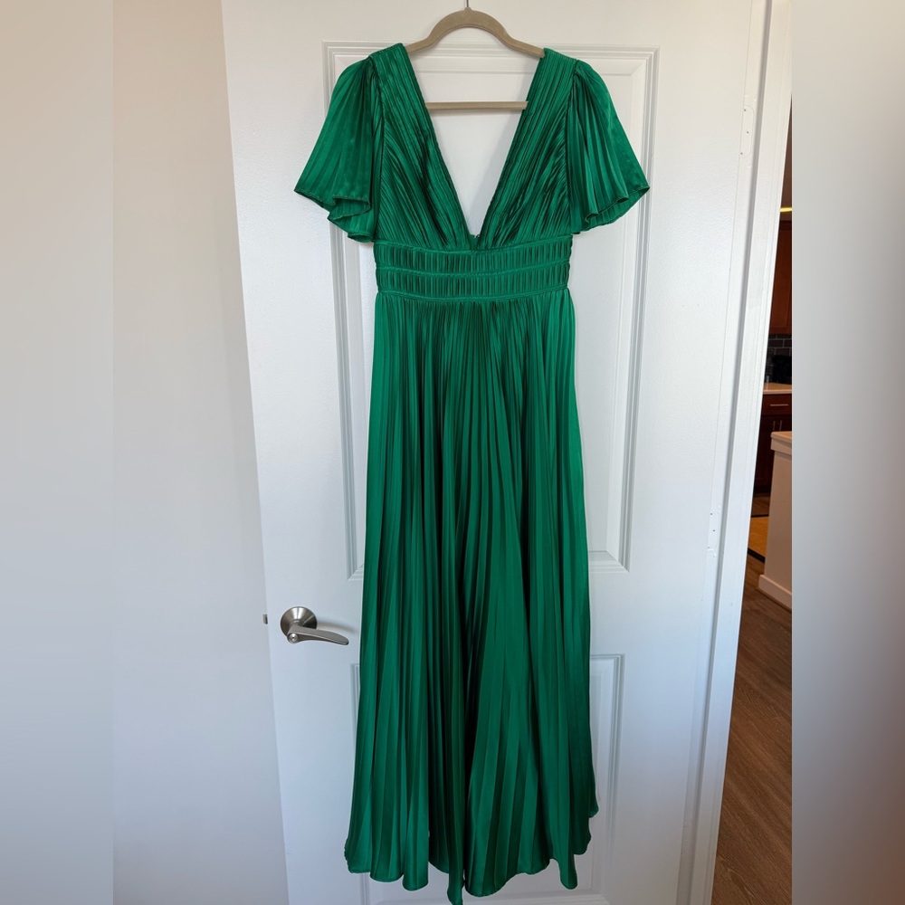 AMUR Jupiter Accordian Pleated Satin Gown - Size 4